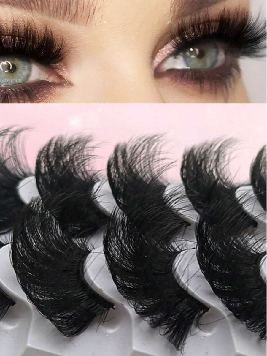 Super Thick And Fluffy Feeling! D-Roll Cross Section False Eyelashes 5 Pairs | 25mm Long Soft Stem Comfortable And Natural Beginner's Gospel - View 1