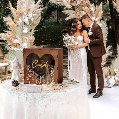 Caja de tarjetas de boda de madera con ventana para sobres, caja de almacenamiento de correo, decoración de boda, fiesta, tarjeta de mensaje de graduación, caja de madera para almacenar postales y decoración