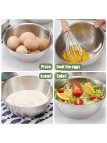 带刻度的不锈钢搅拌碗，日式加厚碗，适用于烹饪、搅拌、揉面、打发、沙拉、烘焙 - 彩色 - 查看 11