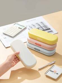 Simple Macaron Multi-Functional Pencil Case, Creative Stationery Organizer Box, Cute Robot Double-Layered Pen Box - Multicolor - View 8