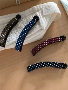 4pcs Women Elegant Casual Polka Dot Banana Hair Clips, Suitable For Daily Use, Home, School, Beach, Office, Party, Holiday, Birthday, Back To School, New Year, Valentine's Day, Mother's Day, Christmas, Wedding, Music Festival, Graduation, Spring/Summer/Autumn/Winter - Multicolor - View 5