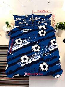 2/3pcs Soccer Kids Bedding Set, Blue White Stripe Soccer Ball Print Duvet Cover With Pillowcases, Soft Microfiber Sports Theme Bed Set For Boys Bedroom Decor (Twin/Full/Queen) 135x200cm - Multicolor - View 20