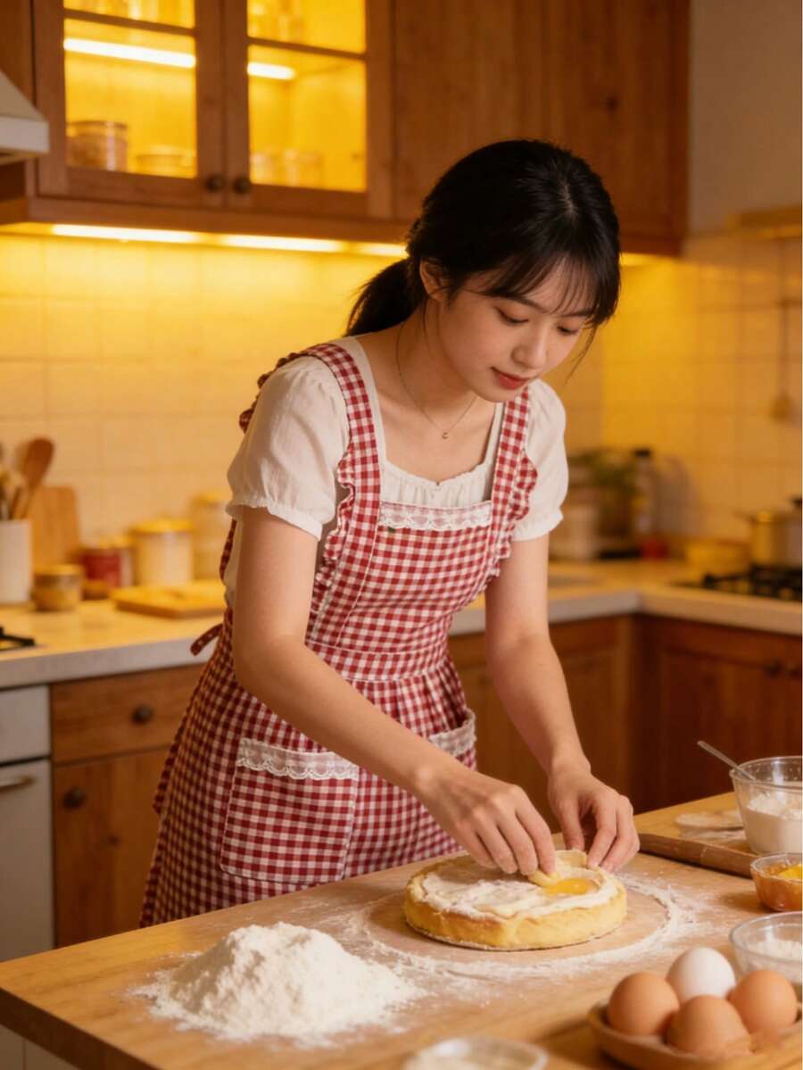 New Fashionable Waterproof, Oil-Proof, Stain-Resistant Lace Plaid Apron, Unisex Design, Great For Mother's Day, Independence Day, Birthday Gifts - X - View 1