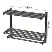 免钻孔多功能浴室置物架，壁挂式可折叠毛巾架，浴室墙面收纳架 - 彩色 - 查看 4