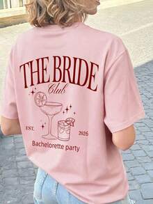 1 Áo thun nữ tay ngắn cổ tròn mùa hè, in họa tiết "THE BRIDE, EST. 2026", kiểu dáng rộng rãi, thoải mái, đa năng. Thích hợp cho mùa hè, đi biển, dạo phố, mặc hàng ngày, đi làm, tiệc văn phòng, đi chơi, lễ hội, liên hoan âm nhạc, ngày Valentine, các dịp tiệc tùng. - Hồng - Xem 4