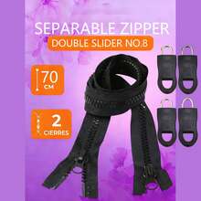 Black No.8 Open-End Zipper 60-150cm With Double Slider & 4 Accessories - C-Black - View 16
