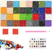 32000 PCS 32 Color Diamond Art Painting Beads Kit With Storage Box, Flat Bottom Round Resin Rhinestones For 5D Diamond Painting Accessories, Round Drills For DIY Diamond Art Crafts - Trắng - Xem 1