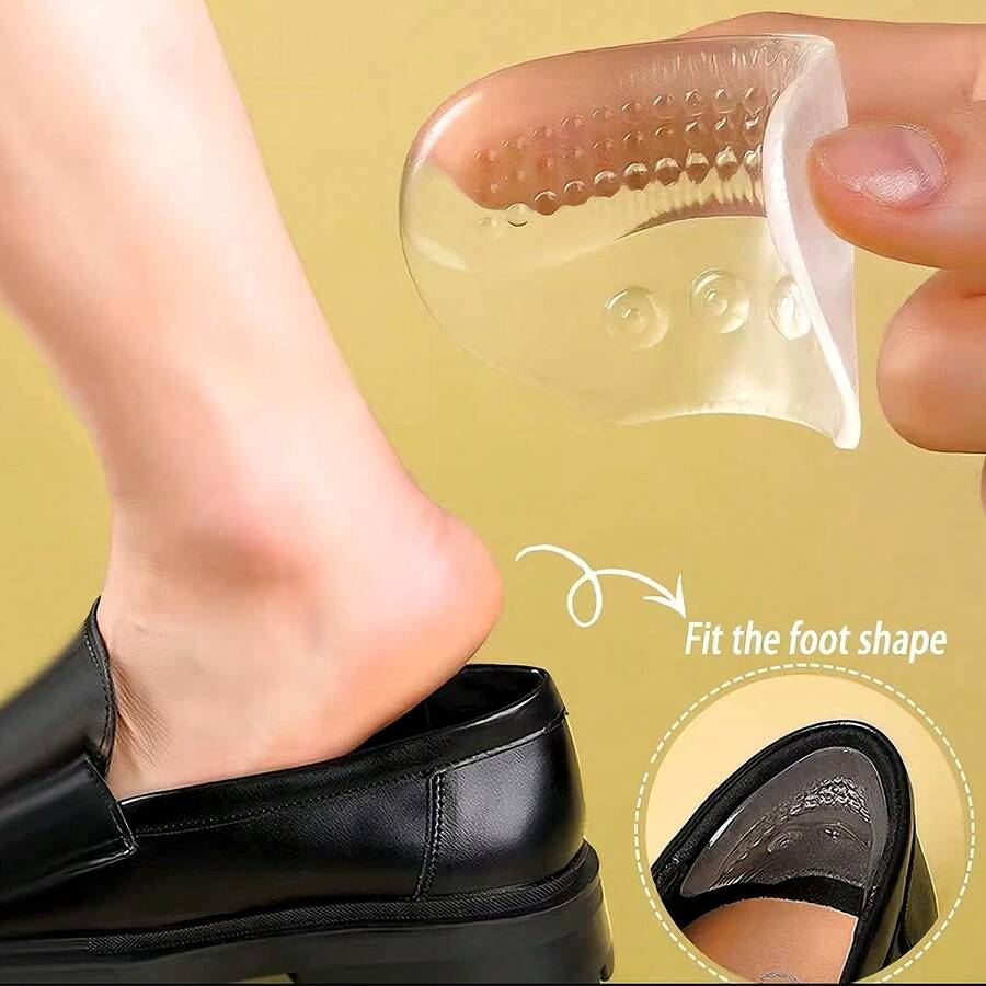 2pcs Women's Comfortable Anti-Friction Soft Silicone Shoe Heel Pads - Clear - View 1