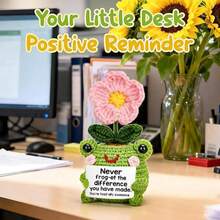 1pc Handmade Crochet Tulip - Personalized Positive Information Floral Souvenir, Eternal Knitted Tulip Office Desk Decoration, Unique Encouragement Gift For Women And Mothers (Frog Flowerpot), Bedside Table, Office Workstation Or Layered Tray. This Decorative Decoration Brings Gentle Comfort And "Emotional Sunshine" On Stressful Days. - Multicolor - View 7