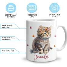 Cốc sứ in tên theo yêu cầu "Just A Cat Lover Girl", in hai mặt, có thể tái sử dụng, dùng được trong lò vi sóng và máy rửa chén, thích hợp làm quà tặng sinh nhật và Ngày của Mẹ cho phụ nữ và các cô gái. - Con sóc - Xem 3