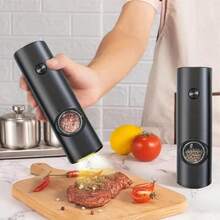 不锈钢无线电动研磨器,重力感应式胡椒研磨器,厨房海盐调味研磨器,自动黑胡椒研磨器,白胡椒研磨器,粗细可调,带LED灯,电池供电,单手一键启动,ABS材质,厨房佳品,完美礼品 - 彩色 - 查看 13