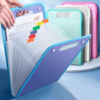 1 dosar vertical A4, potrivit pentru depozitarea documentelor de examen, a documentelor de învățare și de birou, geantă portabilă pentru organizarea documentelor