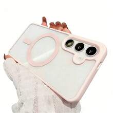 1个粉色磁吸充电磁环磨砂PC可爱粉色硬壳TPU软框半透明防黄轻薄防摔防尘镜头全包防刮花少女风手机壳，兼容苹果17pro/17promax/苹果Air/17/17E/16pro/16promax/16plus/16/16E和三星Galaxy S26Ultra/S26Plus/S26/S26Edge/S26Pro/S25Ultra/S25Plus/S25/S25Edge/S25FE/A57/A37/A17/A07/A56/A36/A26/A55/A35/A25/A15/A24/A34/A14/A16/A06/A05S - 粉色 - 查看 2