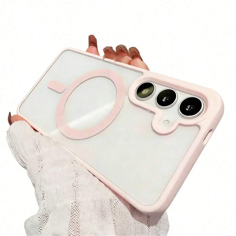 1个粉色磁吸充电磁环磨砂PC可爱粉色硬壳TPU软框半透明防黄轻薄防摔防尘镜头全包防刮花少女风手机壳，兼容苹果17pro/17promax/苹果Air/17/17E/16pro/16promax/16plus/16/16E和三星Galaxy S26Ultra/S26Plus/S26/S26Edge/S26Pro/S25Ultra/S25Plus/S25/S25Edge/S25FE/A57/A37/A17/A07/A56/A36/A26/A55/A35/A25/A15/A24/A34/A14/A16/A06/A05S