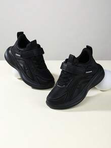 1 Pair Children's PU Leather Sports Shoes, Suitable For Boys And Girls, Slip-On, Cute, Suitable For Daily Sports And Casual Wear, Spring/Summer - Black - View 5
