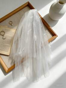 1pc Girls Pearl Butterfly Double-Layer Mesh Hair Clip, Wedding Bridesmaid Birthday Party Hair Accessory - Multicolor - View 4