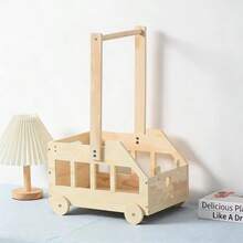 1pc Wooden Storage Basket, Storage Rack With Hanging Rod And Storage Basket, Multi-Functional Storage Rack For Clothes And Toys - Multicolor - View 5