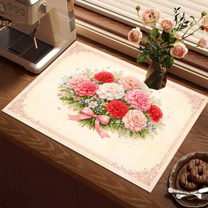 1pc Absorbent Drying Mat, Kitchen Decor Coffee Machine Mat, Handmade Coffee Pot Draining Pad, Kitchen Floor Mat, Dining Table Mat, Kitchen Counter Dish Drying Mat, Breakfast Mat, Anti-Slip Heat-Resistant Draining Mat, Diatomite Draining Mat, Hides Stains, Super Absorbent Kitchen Mat, Easy To Clean Dish Rack Mat, Suitable For Kitchen, Dining Table, Coffee Shop, Bar, Holidays, Parties, Home Decor, Holiday Gifts