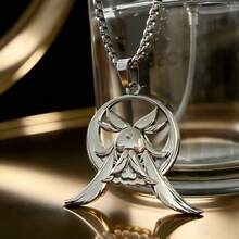 月亮女神项链，金属吊坠项链，哥伦比亚月亮精灵 - 白色 - 查看 3