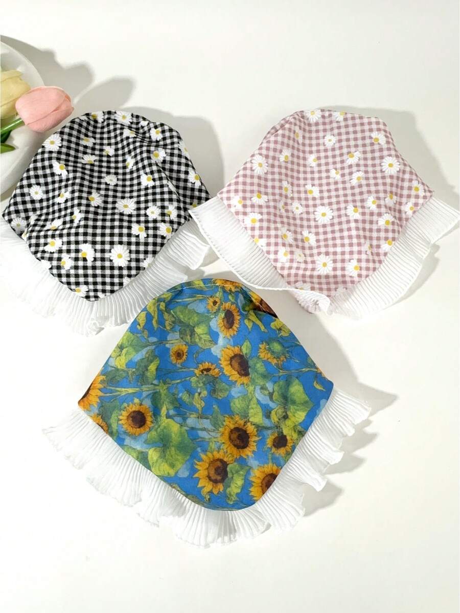 1pc Girls' Colorful Plaid Headband, Countryside Style Lace Trim Non-Slip Headwrap, Versatile Hair Accessory - Multicolor - View 1
