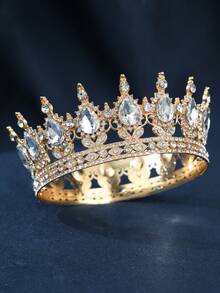 Elegant Gold Royal Style Crown, Inlaid With Pink Teardrop Gems, Suitable For Attending Balls And Formal Occasions,Summer,Beach,Wedding,Festival,Birthday - Multicolor - View 24