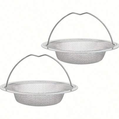 2pcs Kitchen Drain Filter Anti-Clog Sink, Stainless Steel Filter Dishwashing, Vegetable Washing Basin, Drip Tray, Anti-Clogging, Durable And Rustproof For Kitchen& Bathroom