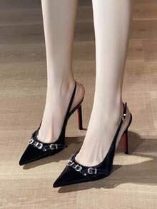 French Pointed Toe High Heel Shoes, Non-Fatiguing Black Closed Toe Sandals, Sexy Red Bottom Gorgeous Pumps - Brown - View 4