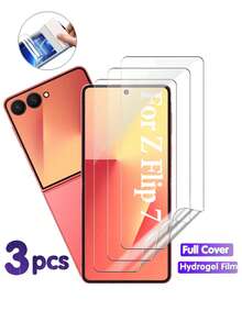 3Pcs Inside Hydrogel Film Compatible With Samsung Galaxy Z Flip 7 FE 6 5 4 3 TPU Screen Protector Not Non Glass - Clear - View 9