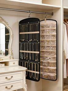 1 Giá Treo Trang Sức, Giá Đeo Dây Chuyền Hai Mặt, Kèm 20 Túi Đựng Trang Sức Du Lịch Dạng Cuộn, Có Ngăn, Có Thể Treo Trên Tủ Quần Áo, Tường, Cửa. - Nhiều màu - Xem 1