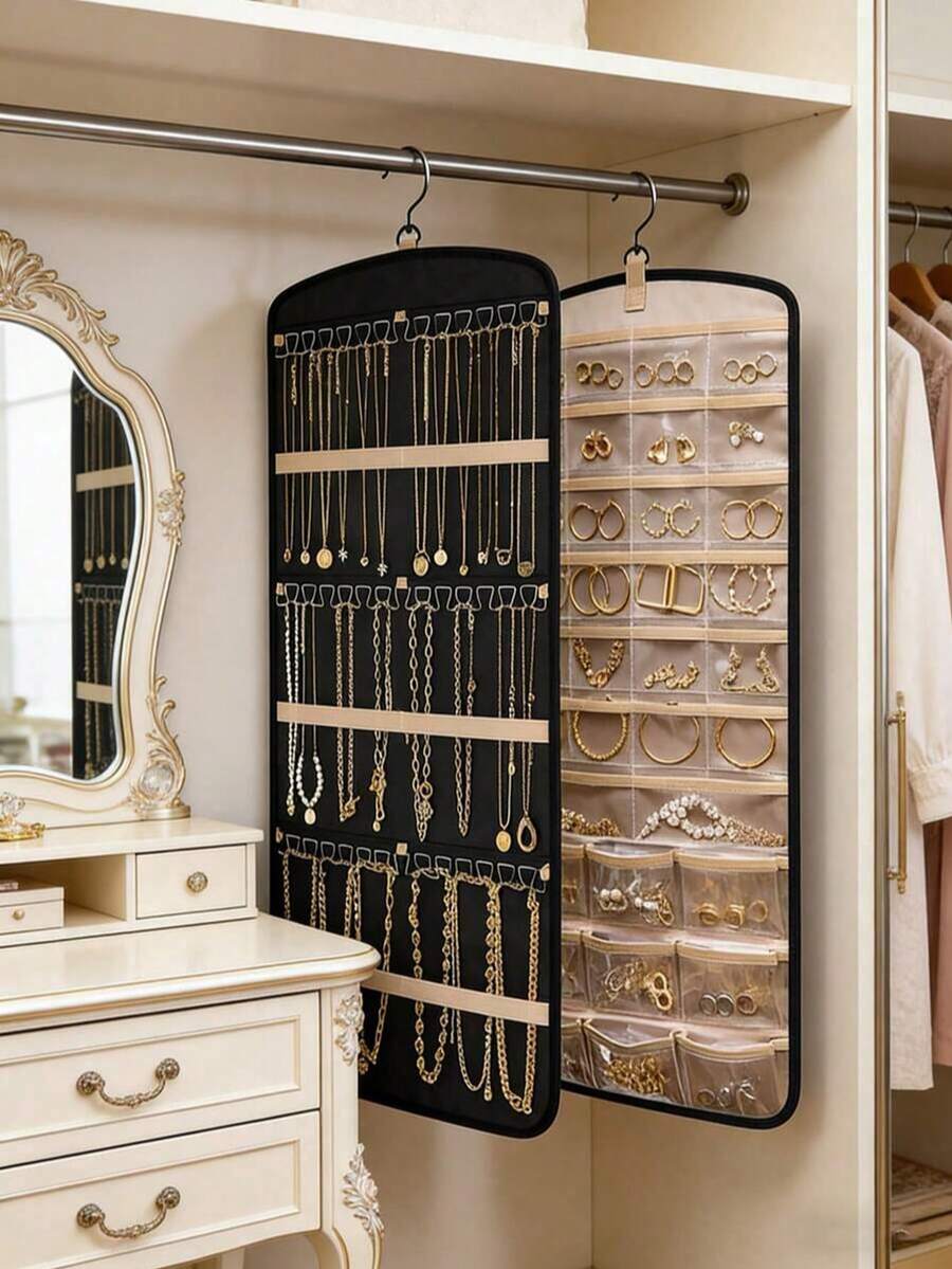 1 Giá Treo Trang Sức, Giá Đeo Dây Chuyền Hai Mặt, Kèm 20 Túi Đựng Trang Sức Du Lịch Dạng Cuộn, Có Ngăn, Có Thể Treo Trên Tủ Quần Áo, Tường, Cửa. - Nhiều màu - Xem 1