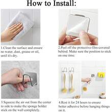 2 Packs Gold Adhesive Sponge Holder, Stainless Steel Dish Sponge Holder, Drain Rack, Kitchen Accessories - Gold - View 7