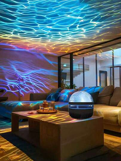 水波投影灯，LED夜灯，带遥控器和音乐模式，卧室装饰，派对和游戏室氛围灯