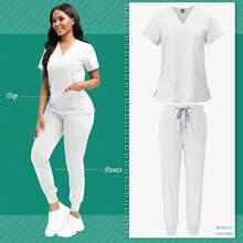 Scrubs Women Beauty SPA Uniform Pet Clinic Store Veterinary Dentistry Work Clothes Set High-Quality Medical Nurse Uniform Unisex - 42109-皇家藍 - 查看 9