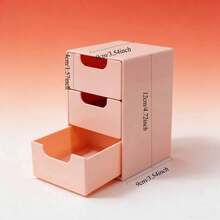 Mini Drawer Type Desktop Storage Box, Organizer For Cosmetics, Jewelry, Lipstick And Office Supplies - Pink - View 6