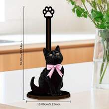 黑色猫形厨房纸巾架，木质厨房纸巾架，单层抹布架，立式厨房纸巾架，台面纸巾和保鲜膜分配器 - 彩色 - 查看 10