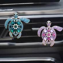 1/2/3pcs Alloy Rhinestone Colorful Gemstone Turtle Car Air Vent Clip Decor, Cute Car Interior Fragrance Clip - Multicolor - View 18