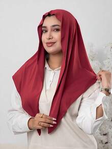 1pc Instant Triangle Hijab, All-In-One Tie-Up Design, Quick Wrap Without Slipping, No Undercap Or Folding Needed, Suitable For Daily Wear, Prayer, And Outings - Multicolor - View 10