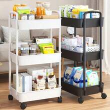 360° Rotating Rolling Storage Cart With Adjustable Shelves, Multi-Tier Organizer Rack For Kitchen, Bedroom, Outdoor Camping, Kitchen Storage & Organization, Room Decor, Kitchen Essentials, Bathroom Accessories - View 7