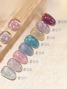 Mec 12ml 日本梦幻钻石闪粉凝胶指甲油，12 色春夏限量透明凝胶，精致全息闪光粉色、蓝色、金色、银色，UV/LED 可卸除，防脱落，沙龙品质，适合可爱、新娘和仙女美甲。 - 彩色 - 查看 3