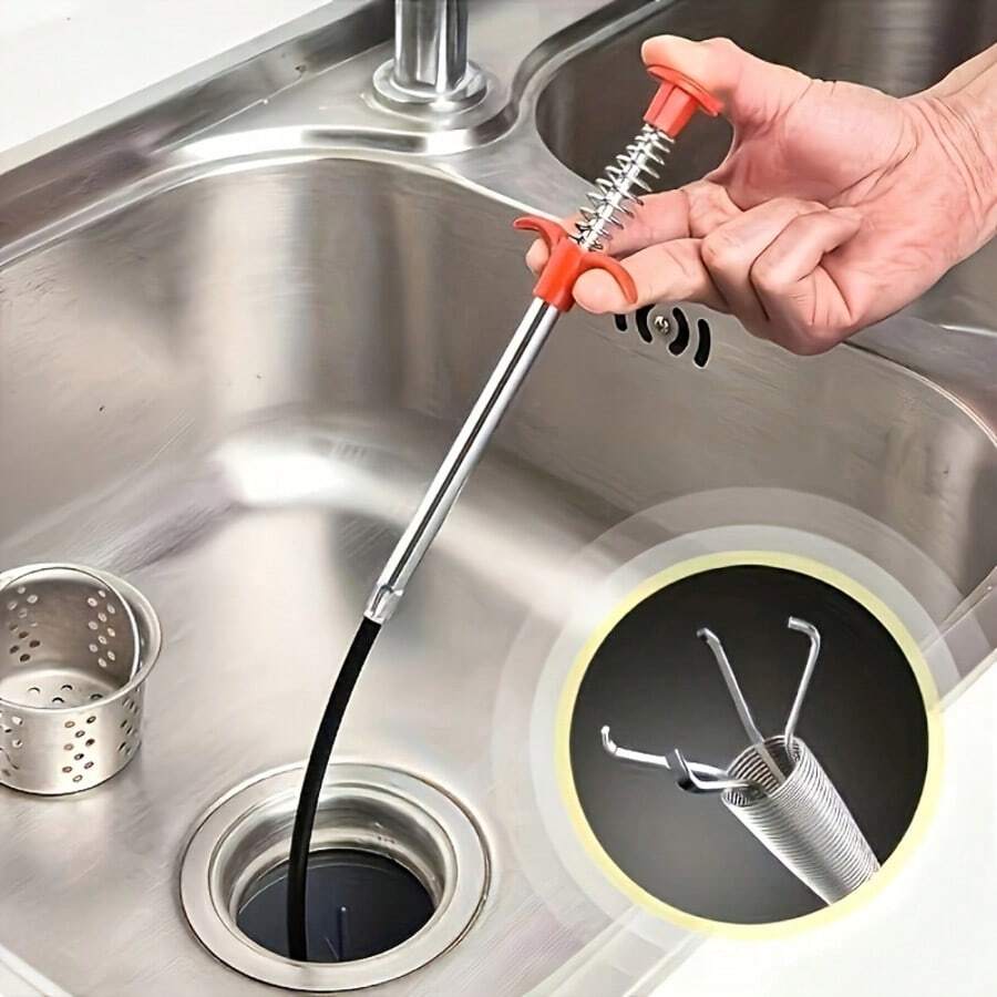 4-Claw Pipe Drain Cleaner, Flexible Manual Grab-Type Drain Unclogger, Garbage Clip, 4-Claw Pipe Drain Unclogging Tool, Bathroom Toilet Drain Tool, Manual Toilet Hair Removal Catcher, Household