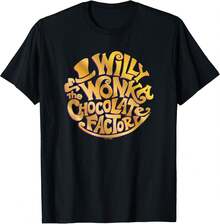 100% Cotton Black T Shirt,And The Chocolate Factory Gold Circle Logo T-Shirttops,Summer Clothes,Unisex - Black - View 6