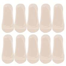 1/5/10 Pairs Of Non-Slip Invisible Seamless Ice Silk Summer Thin Solid Casual Breathable Low Cut Boat Socks Soft - Multicolor - View 12