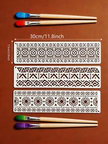 12 khuôn mẫu vẽ tranh rỗng phong cách Bohemian tự làm, dùng để vẽ tranh tường, in vải, làm thiệp chúc mừng, sổ lưu niệm, chất liệu nhựa tái sử dụng. - Bohemia - Xem 3