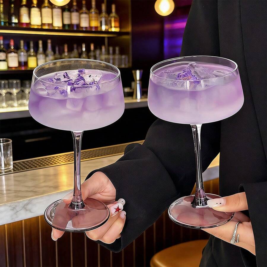 1个/2个装紫罗兰色鸡尾酒杯，水晶高脚杯，创意高端美学马提尼杯，鸡尾酒/葡萄酒杯 - 查看 1