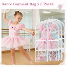 3 Pack Clear Dance Garment Bags For Dancers 40" Waterproof Dustproof Dance Costume Bags For Hanging Clothes With 5 Large Zipper Pockets For Dance Competition Suitable For Dress Uniform - Trắng trong - Xem 6