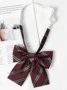 1 chiếc cà vạt kẻ sọc dành cho nữ, kiểu dáng thường ngày, phù hợp cho trang phục Halloween, màu đỏ đô. - rượu vang đỏ - Xem 13