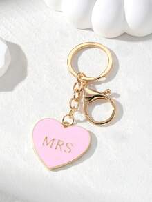 1 Simple And Personalized Alloy Black And White Heart Keychain Couple's Valentine's Day Gift Drip Oil Letter Mr Mrs. Love Bag Pendant, Suitable For Daily Wear And Gifts - Multicolor - View 7