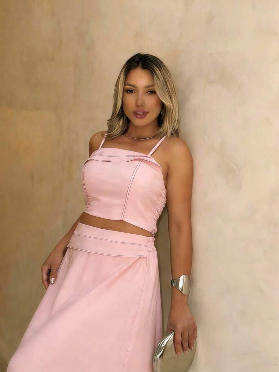 Conjunto Feminino Delicado Estilo Sweet e Chic  H-17 - Rosa Bebê - Visão 1