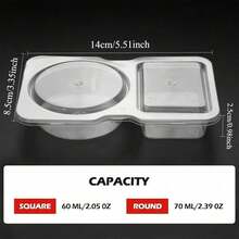 20pcs Portable Dual Compartment Condiment Containers - Reusable Plastic Sauce And Dip Cups For Travel, Snacks And Meal Prep (Transparent), Dual Compartment Containers Suitable For Dipping Bowls - Clear - View 3