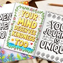 Libro para colorear de 32 páginas sobre salud emocional infantil, que contiene afirmaciones positivas y patrones florales. Diseñado para cultivar la confianza, regular las emociones y mejorar la concentración. La terapia artística ayuda a aliviar la ansiedad y fomentar el autodiálogo positivo. Una actividad relajante adecuada para niños y niñas a partir de 3 años. Un regalo de salud emocional para ayudarles a relajarse. - Multicolor - Ver 9